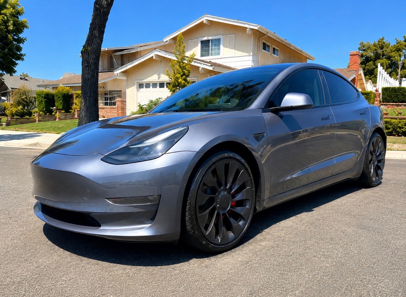 Tesla Model 3 with deep gloss paint after a full exterior detail