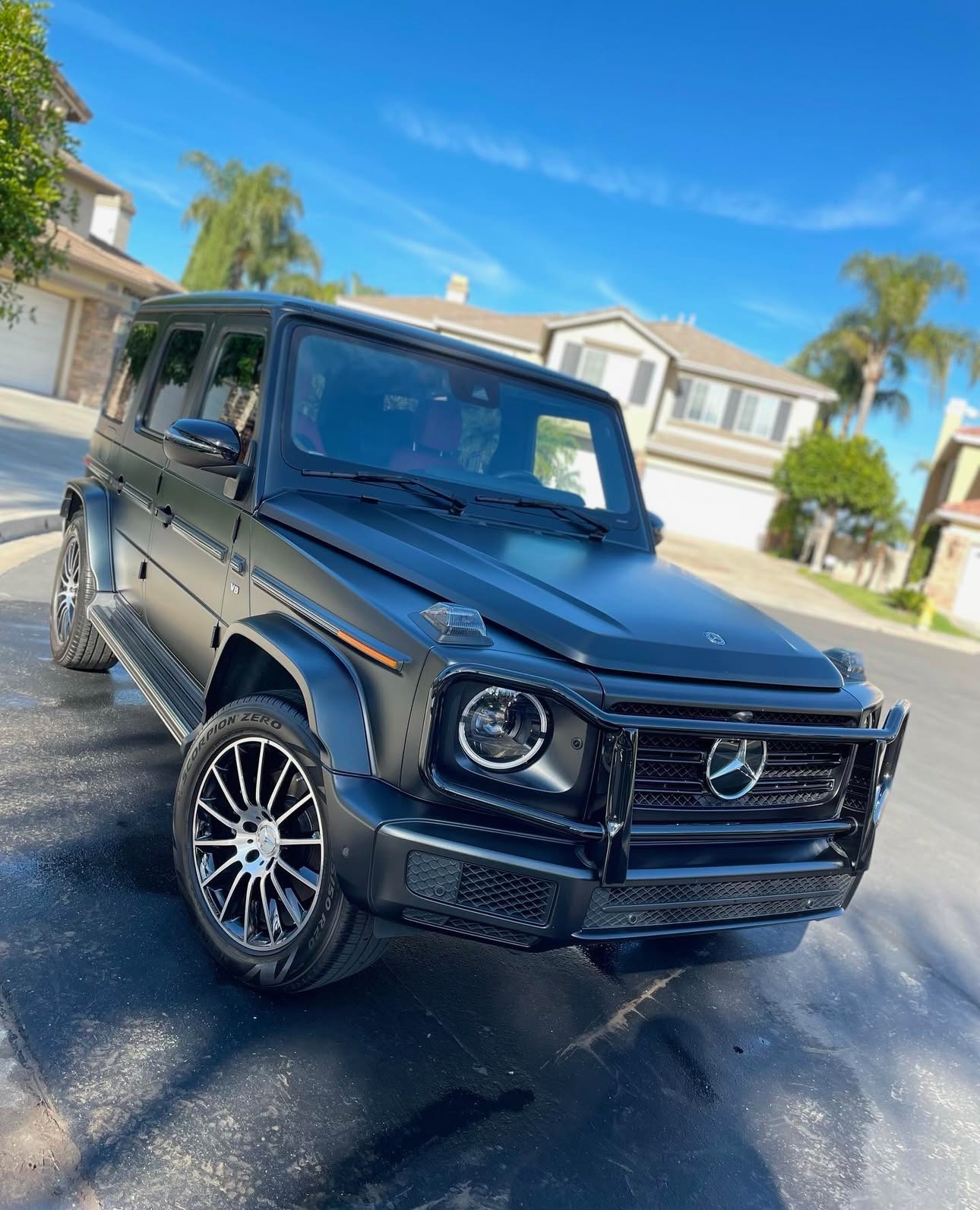 Matte black Mercedes G-Wagon after a full exterior detail